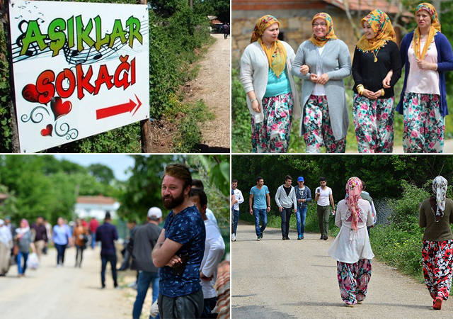 'Aşıklar Sokağı'nda yürüyerek kendilerine eş aradılar